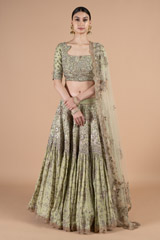 Green Raw Silk Sequins Lehenga Set2078 video